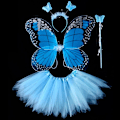 Pikkukuva 1 / 10: Lasten pukurekvisiitta Butterfly Wings -setit SININEN 4 KPL/ SET 4 Blue 4 pcs/set-4 pcs/set