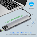 Miniatyrbild 7 av 11: 8 i 1 Typ C till USB-C Hub 4K HDMI Adapter USB 3.0-port