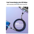 Miniatyrbilde 6 av 10: USB C Hurtigladekabel Type-C Dataledning GRØNN 0,5M Green 0.5m