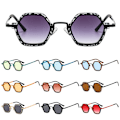 Miniatyrbillede 4 af 10: Små polygonale solbriller Punk Shades SORT LEOPARD-GRÅ SORT Black Leopard-Grey