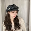 Miniatyrbillede 1 af 10: Baret Cap PU Læder Baretter SORT Black