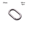 Miniatyrbillede 1 af 10: 5 stk Fjeder Ovale Ringe Taske Bæltespænder SØLV 25MM Silver 25mm