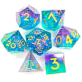 Miniatyrbillede 3 af 10: 7 STK harpiks Dragon Eye terninger Halloween Longan terninger 6 6 6
