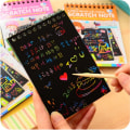 Miniatyrbillede 5 af 10: Scratch Paper Art Rainbow Scratch Notesbog BLÅ MED 4 LINEALER Blue With 4 rulers-With 4 rulers