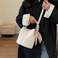 Miniatyrbillede 5 af 10: Vævet Bucket Bag Crossbody taske SORT BLACK