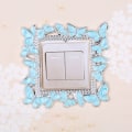 Miniatyrbilde 6 av 10: Enkel lysbryter Deksel Sokkel Surround Frame BLÅ&SØLV blue&silver