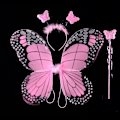 Pikkukuva 1 / 10: Lasten pukurekvisiitta Butterfly Wings -setit PINK 3 KPL/ SET 3 Pink 3 pcs/set-3 pcs/set