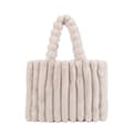 Bløde Plys Håndtasker Kunstpels Ensfarvede Shopper Tasker BEIGE Beige