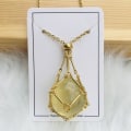 Miniatyrbilde 1 av 10: Crystal Holder Cage Halskjede Crystal Net Metal Halskjede GULL Gold Citrine-Citrine