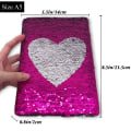 Miniatyrbillede 2 af 6: Hjerteformet håndbog Sequin Flip Able Notebook Dagbog Brevpapir