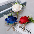 Pikkukuva 3 / 10: 2kpl Artificial Rose Boutonniere Groom Flower PUNAINEN red