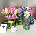 Miniatyrbillede 10 af 10: 3D Pop-up buket papirblomster 3 3 3