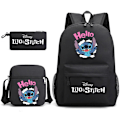 Miniatyrbillede 1 af 9: 3-delt Set Stitch Rygsæk Skulderrygsæk Canvas SORT B ​​B BLACK B