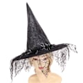 Miniatyrbillede 4 af 10: Halloween heksehatte med web slør SORT Black