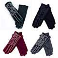 Miniatyrbillede 3 af 10: Rhinestone Handsker Varme Handsker SORT SORT black