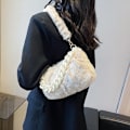 Miniatyrbillede 10 af 10: Plys skuldertasker Fluffy Håndtaske HVID white
