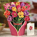 Pikkukuva 1 / 10: 3D Pops-up -kimppu paperikukat PUNAINEN LILY PUNAINEN LILYA Red Lily