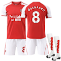 Miniatyrbild 1 av 3: 2025-2026 Arsenal Hemma Barn Fotbollströja Kit med Strumpor Nr 8 Ødegaard 20