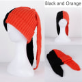 Pikkukuva 1 / 10: Neulottu villahattu lämmin vuorovesihattu ORANSSI JA MUSTA ORANSSI JA MUSTA Orange and Black