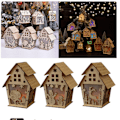 Miniatyrbillede 4 af 6: 2STK Julelys Træhus Lysende Kabine 5,5X5X7CMBELL 5.5x5x7cmBell