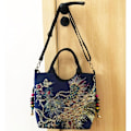 Miniatyrbillede 9 af 10: Peacock Broderet Tote Bag Lærred Håndtaske SORT NORMAL black normal version-normal version