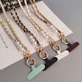 Miniatyrbillede 3 af 9: Cross Body Pearl Pickup Chain Mobiltelefon LANyard SORT black