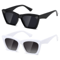 Miniatyrbilde 6 av 10: Dame Cateye Solbriller Square Solbriller SVART LEOPARD-GRÅ Black Leopard-Grey