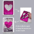 Miniatyrbillede 6 af 6: Hjerteformet håndbog Sequin Flip Able Notebook Dagbog Brevpapir