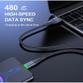 Miniatyrbillede 7 af 10: Hurtig opladning Kabel Data Line 1MBLACK SORT 1MBlack