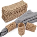 Miniatyrbilde 1 av 5: 100 stk. Burlap serviettringer Wired Edge Serviettbånd Serviettbånd