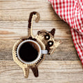 Pikkukuva 4 / 6: 3 kpl Woven Cat Set Käsintehty neulottu Kitten Coaster SET set