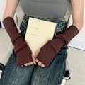 Pikkukuva 7 / 10: Neulotut käsineet Pitkät Fingerless Gloves PUNAINEN red