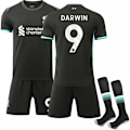 Miniatyrbild 1 av 2: Liverpool Borta Fotbollströja Barnset Med Strumpor Nr 9 Darwin Nunez 2024-2025 24