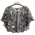Miniatyrbilde 6 av 10: Dame Sjal Evening Prom Cape SVART&GULL black&gold