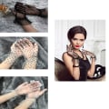 Miniatyrbillede 7 af 9: 2 Stk Dot Print Tyl Handske Sort Hvid Mesh Handske 1 1 1
