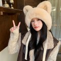 Pikkukuva 8 / 10: Faux Fur Beanies Hattu Kissa Korva Neulottu Cap MUSTA black