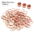 Miniatyrbillede 1 af 10: 50 stk/100 stk kobberskive flad ringpakning 100 stk. M6X10X1MM 100Pcs M6x10x1mm