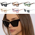 Miniatyrbillede 8 af 10: Kvinder Cat Eye solbriller Oversize nuancer LEOPARD Leopard