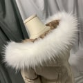 Miniatyrbilde 6 av 7: Dunjakke Pelskrage Stripe Faux Krage HVIT 75CM 75CM white 75cm-75cm