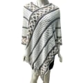 Miniatyrbilde 1 av 10: Mongolsk Poncho Twill Stripe Kvast Sjal HVIT white