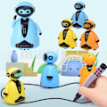 Miniatyrbillede 7 af 10: Elektrisk induktiv robotlegetøj Originalelektrisk robot ORANGE orange