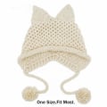 Miniatyrbillede 2 af 10: Hæklet Strikket Hue Beanie Hue LYS GRÅ Light Grey