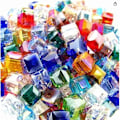 Miniatyrbillede 2 af 3: Square Cube Krystalperler Syntetiske krystalperler