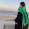 Miniatyrbillede 1 af 10: Vinter Cashmere Tørklæde Lange kvast Tørklæder GRØN Green