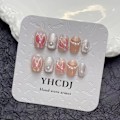 Pikkukuva 1 / 6: 10 kpl/laatikko 3D Käsinmaalaus Käsintehdyt Nails Pearl Chain False SShort