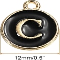 Miniatyrbillede 3 af 3: 50 stk Letter C Charms vedhæng sort farve