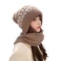 Miniatyrbilde 1 av 10: Integrert Cap Skjerf Beanie Hat Skjerf KHAKI Khaki