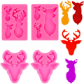 Miniatyrbillede 1 af 5: 4 stk Deer Elk Nøgleringe Silikone Forme Resin Nøglering Forme