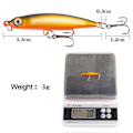 Miniatyrbilde 2 av 8: 3 stk Synkende Minnow Wobblers fiskesluk 3 3 3
