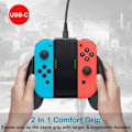 Miniatyrbild 1 av 9: för Nintendo Switch Joy-Con Grip Handle Laddningsdocka svart